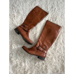 Nine‎ West Vintage America Collection Brown Leather Knee High Riding Boots 6.5